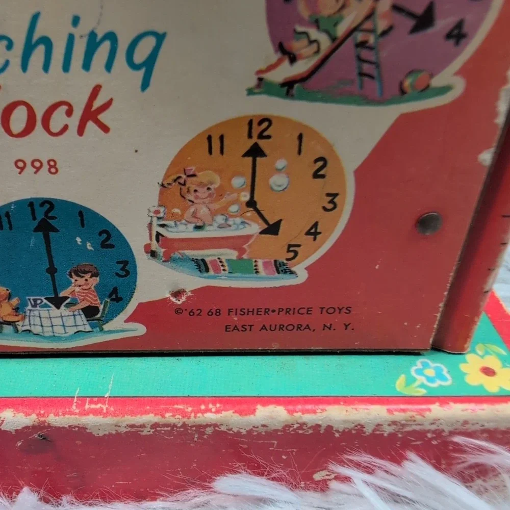 Vintage 1968 Fisher Price Music‎ Box Teaching Clock Works #998 Japan USA